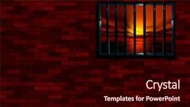  Presentation with prison - PPT theme having limbo - latticed prison window sunset beyond background and a  colored foreground