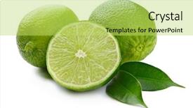  Presentation with lime - Colorful PPT theme enhanced with lime and leaves isolated on white backdrop and a yellow colored foreground