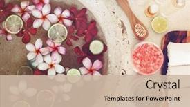  Presentation with tropical flowers - Audience pleasing slides consisting of lime and tropical flowers spa backdrop and a soft green colored foreground