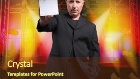  Presentation with stage - Slides featuring lime dance - showman in on a stage background and a tawny brown colored foreground