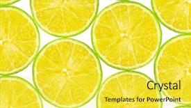  Presentation with lime - PPT layouts consisting of lime fruit slices - abstract food background background and a yellow colored foreground