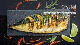  Presentation with fish grill there are fish - PPT layouts with lime on black slate background and a dark gray colored foreground