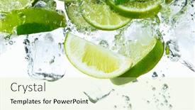  Presentation with under water - Presentation design featuring lime-slices-with-ice-cubes background and a soft green colored foreground