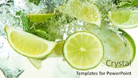  Presentation with under water - Beautiful slide set featuring lime-slices-with-ice-cubes backdrop and a soft green colored foreground
