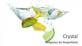  Presentation with kiwi fruit - Colorful slides enhanced with lime soda - sliced citrus fruit with kiwi backdrop and a  colored foreground