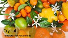  Presentation with citrus - Theme having lime tree - citrus fruits mixed top view background and a gold colored foreground