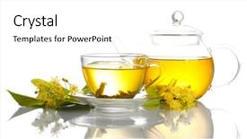  Presentation with tea cup - Cool new slide deck with lime tree - cup and teapot of linden backdrop and a white colored foreground