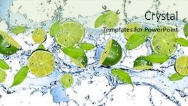  Presentation with fruit splash - PPT theme enhanced with limes falling in water splash background and a mint green colored foreground