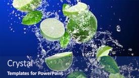  Presentation with water splash - Cool new theme with limes in water splash backdrop and a navy blue colored foreground