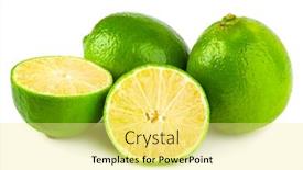 Presentation with lime green and white flower - PPT theme consisting of limes-isolated-on-white-background background and a blonde colored foreground