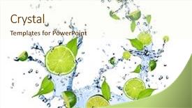  Presentation with water splash - Colorful presentation design enhanced with limes pieces falling in water backdrop and a cream colored foreground