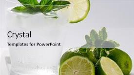  Presentation with lemon lime - Cool new presentation theme with limes refreshing drink - sparkling water backdrop and a white colored foreground
