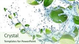  Presentation with water splash - Cool new PPT theme with limes with water splash isolated backdrop and a  colored foreground