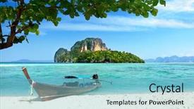  Presentation with thailand - Presentation theme enhanced with limestone cliff - boat and islands in andaman background and a seafoam green colored foreground