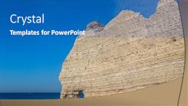  Presentation with coast - Presentation design with limestone-cliffs-at-etretat-coast background and a teal colored foreground