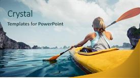  Presentation with kayak - Cool new theme with limestone mountains by kayak backdrop and a lemonade colored foreground