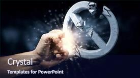  Presentation with human - Presentation theme enhanced with limit - close up of human hand background and a navy blue colored foreground