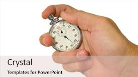  Presentation with limit - PPT theme having time limit - man's hand holding vintage stopwatch background and a lemonade colored foreground