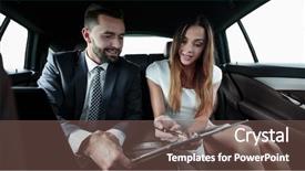  Presentation with car business - Beautiful PPT theme featuring business people meeting working car backdrop and a violet colored foreground