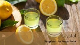  Presentation with traditional drink - Slides featuring limoncello-italian-liqueur-with-lemons background and a coral colored foreground