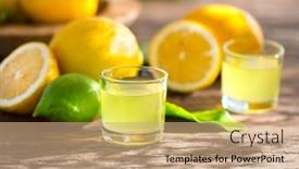  Presentation with traditional drink - Presentation theme enhanced with limoncello-italian-liqueur-with-lemons background and a coral colored foreground