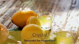  Presentation with traditional drink - Slides enhanced with limoncello-italian-liqueur-with-lemons background and a gold colored foreground