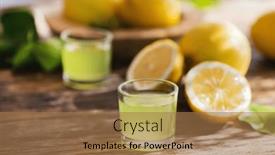  Presentation with traditional drink - Presentation theme consisting of limoncello-italian-liqueur-with-lemons background and a coral colored foreground