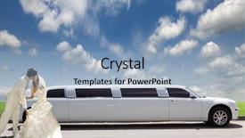  Presentation with bride and groom at wedding - Beautiful slide deck featuring limousin - bride and groom wedding ceremony backdrop and a light blue colored foreground