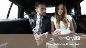  Presentation with taxi - Slides enhanced with limousin - man and woman discussing work background and a gray colored foreground