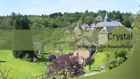  Presentation with village - Colorful slide set enhanced with limousin - village treignac in french haute backdrop and a tawny brown colored foreground
