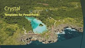  Presentation with green lagoon - PPT layouts consisting of limpid-lake-at-green-tropic background and a tawny brown colored foreground