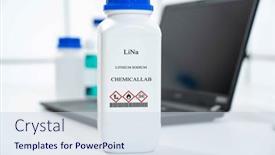  Presentation with laboratory chemical white - Presentation theme enhanced with lina-lithium-sodium-cas-chemical background and a sky blue colored foreground