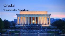  Presentation with lincoln - Presentation theme enhanced with sunset with lake reflections washington background and a light blue colored foreground