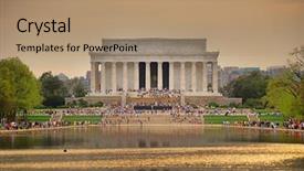  Presentation with lincoln - Slides consisting of color with lake reflections washington background and a coral colored foreground