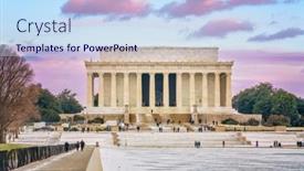  Presentation with lincoln - Presentation theme enhanced with lincoln-memorial-at-winter-washington background and a sky blue colored foreground