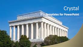  Presentation with united states - Presentation theme featuring lincoln-memorial-in-washington-dc background and a teal colored foreground
