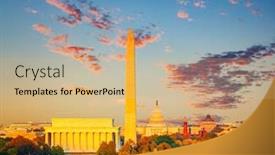  Presentation with lincoln - Cool new slide set with lincoln-memorial-washington-monument backdrop and a coral colored foreground