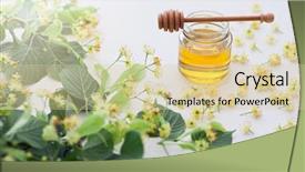  Presentation with honey - Amazing theme having linden honey with fresh flowers backdrop and a lemonade colored foreground