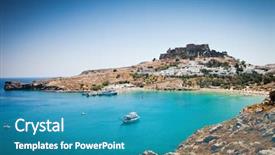  Presentation with culture heritage greece - Colorful slide deck enhanced with lindos bay rhodes island greece backdrop and a teal colored foreground