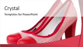  Presentation with shoes - Slides having stitching line - fashionable women's high heel shoes background and a white colored foreground