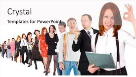  Presentation with groups - Beautiful presentation theme featuring long line - ok who is next backdrop and a white colored foreground