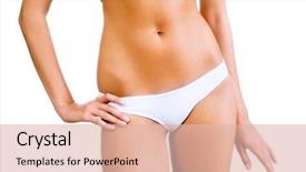  Presentation with slim body - Beautiful slide deck featuring bottom line - slim tanned woman's body isolated backdrop and a lemonade colored foreground