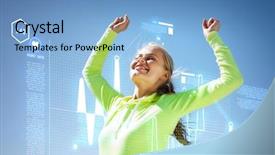  Presentation with woman sport - Beautiful slide deck featuring runners finish line - sport and lifestyle concept backdrop and a light blue colored foreground