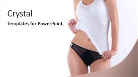 Presentation with women body - Colorful PPT layouts enhanced with bottom line - woman body women's panties backdrop and a white colored foreground