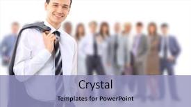  Presentation with young business people - Amazing slide deck having standing line - young attractive business people backdrop and a  colored foreground