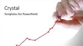  Presentation with grab hand - Slide set featuring line chart - business man hand drawing background and a white colored foreground