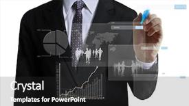  Presentation with grab hand - Cool new theme with line chart - business man hand drawing backdrop and a dark gray colored foreground