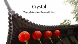  Presentation with lantern chinese - Presentation theme enhanced with line chinese red lantern in the temple background and a white colored foreground