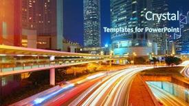  Presentation with city night - Colorful presentation design enhanced with line colored - downtown city night backdrop and a ocean colored foreground