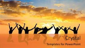  Presentation with friends - Slide deck consisting of line dance - backlit group friends silhouettes background and a gold colored foreground